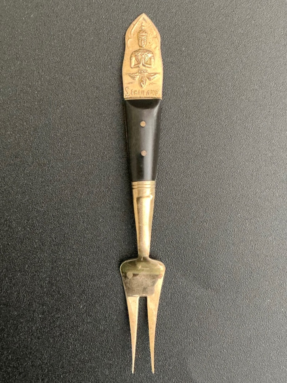 Vintage Thailand Siam Cocktail Hors d’oeuvre Fork Buddha Antique - Picture 5 of 16